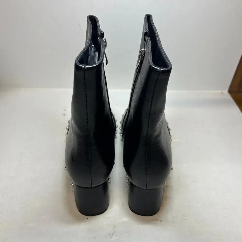 Vaila Womens 13 M Black Studded Diana Zip Up Block Heel Boots NIB RY6